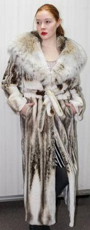 Amazing Magnificent Sheared Mink Coat Canadian Lynx Hood Full Length Fur Store Marc Kaufman Furs NYC Ski Resort Best Furs