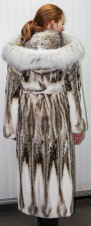 Beautiful Magnificent Sheared Mink Coat Canadian Lynx Hood Full Length Fur Store Marc Kaufman Furs NYC Ski Resort