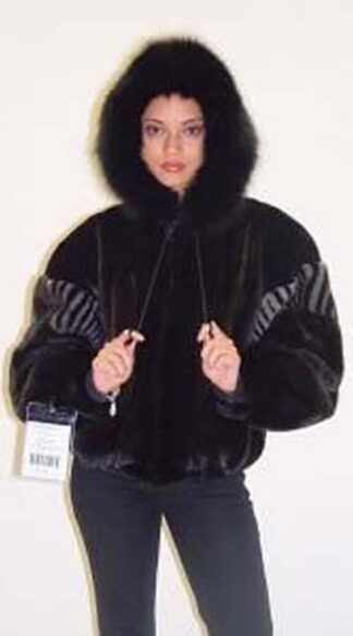 Ranch Mink Fur Jacket with  Blue Iris Mink Fur Inserts
