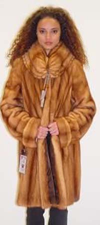 Designer Whiskey mink Fur Stroller Pleated Fur Collar
