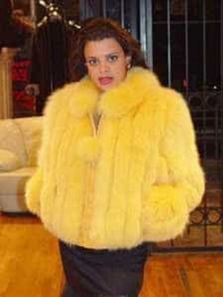 Canary Yellow Dyed Fox Fur Bomber Jacket  from Marc Kaufman Furs New York City,furs in Boston,furs in Chicago,furs in Philadelphia,furs in Detroit,furs in Columbus,furs in Indianapolis,furs in Baltimore,furs in Memphis,furs in Washington DC,furs in Milwaukee,furs in Atlanta,furs in Virginia Beach,furs in Cleveland,furs in Pittsburgh,furs in Cincinnati,furs in Lexington