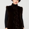 Brown Sheared Mink Fur Vest Ruffled Fronts 3833