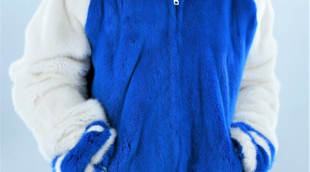 Blue White Mink Fur Men's Varsity Jacket 9988 – MARC KAUFMAN FURS