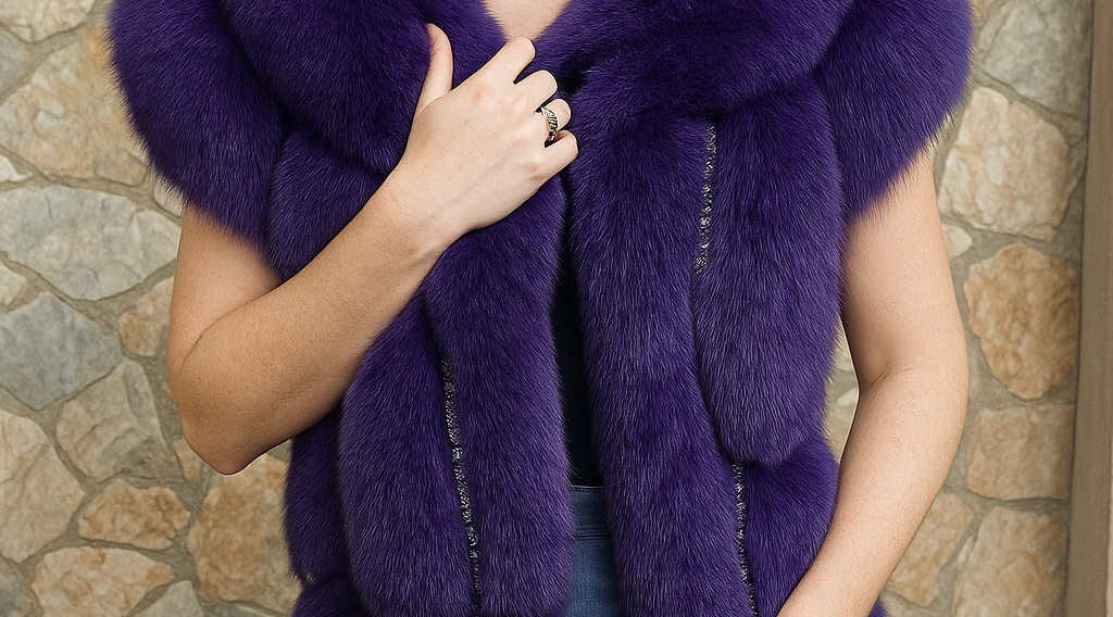Dyed Purple Fox Fur Stole Crystals 5493 – MARC KAUFMAN FURS Dyed Purple Fox Fur Stole Crystals 5493 – MARC KAUFMAN FURS