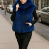 Dyed Royal Blue Silver Fox Fur Vest 66774