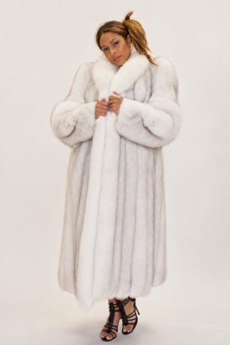 Blue Fox Fur Coat with White Fox Fur Trim from Marc Kaufman Furs New York City,furs in Boston,furs in Chicago,furs in Philadelphia,furs in Detroit,furs in Columbus,furs in Indianapolis,furs in Baltimore,furs in Memphis,furs in Washington DC,furs in Milwaukee,furs in Atlanta,furs in Virginia Beach,furs in Cleveland,furs in Pittsburgh,furs in Cincinnati,furs in Lexington