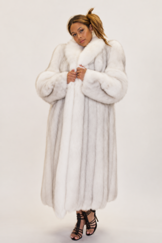 Blue Fox Fur Coat with White Fox Fur Trim from Marc Kaufman Furs New York City,furs in Boston,furs in Chicago,furs in Philadelphia,furs in Detroit,furs in Columbus,furs in Indianapolis,furs in Baltimore,furs in Memphis,furs in Washington DC,furs in Milwaukee,furs in Atlanta,furs in Virginia Beach,furs in Cleveland,furs in Pittsburgh,furs in Cincinnati,furs in Lexington