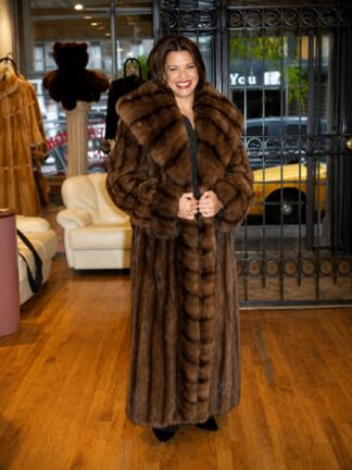 Full Length Russian Sable Fur Coat Large Cape Cross Cut Shawl Collar 4234