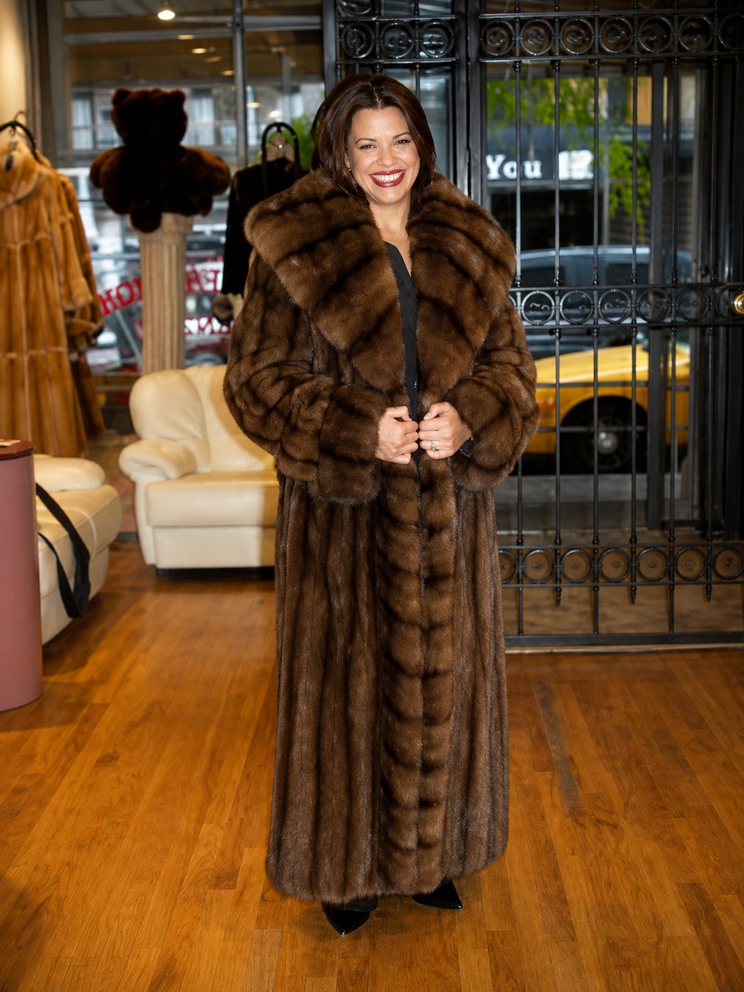 Full Length Russian Sable Fur Coat Large Cape Cross Cut Shawl Collar 4234