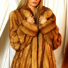 Golden Russian Sable fur Stroller Jacket Wing Collar Turn back Cuffs