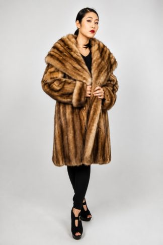Golden Russian Sable Fur Hooded Cape Collar Stroller Made in USA