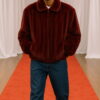 Men’s Burgundy Mink Bomber Fur Jacket 9002