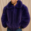 Men's Purple Dyed Fox Fur Bomber Jacket 7766