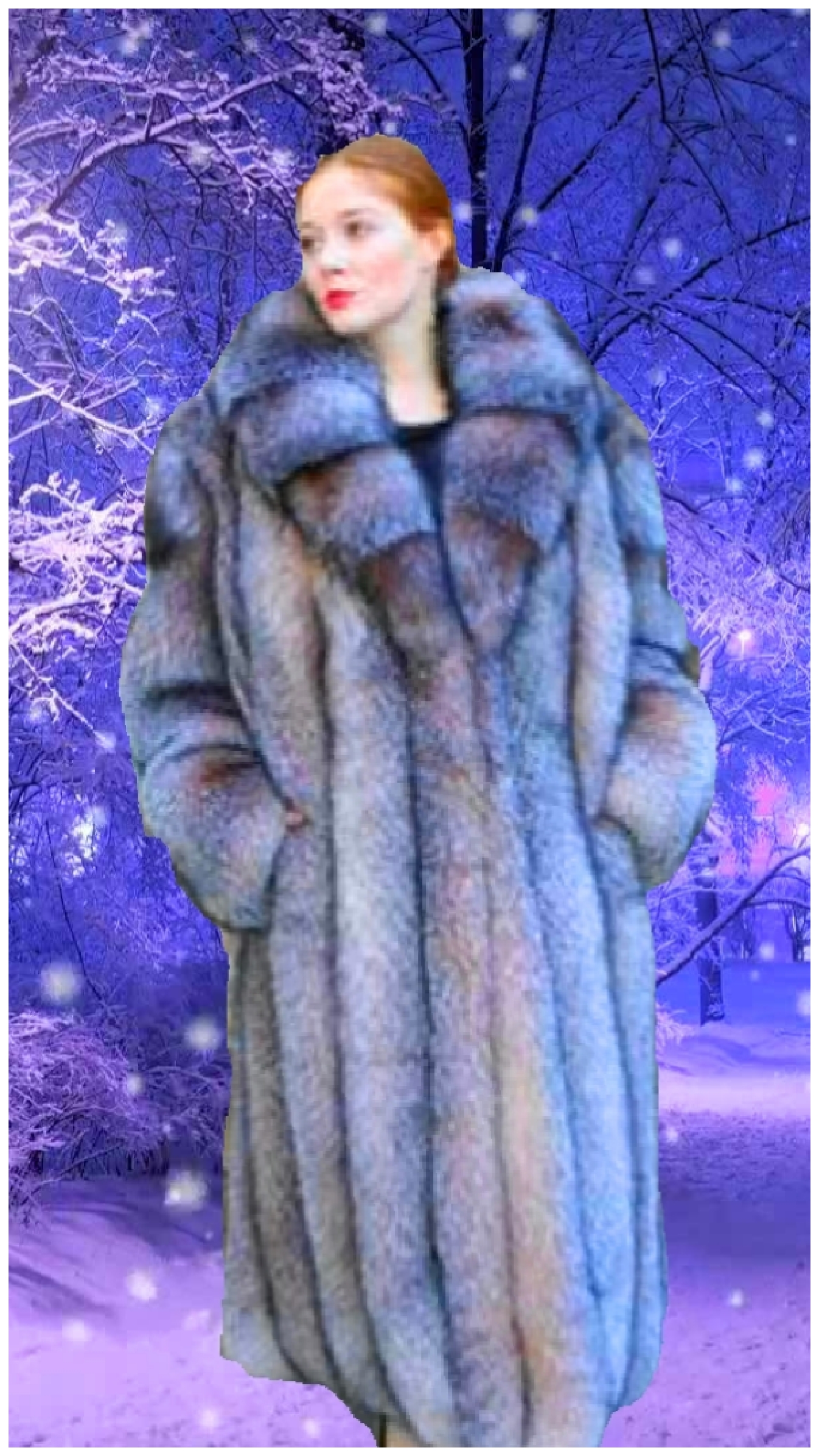 Crystal fox fur coat