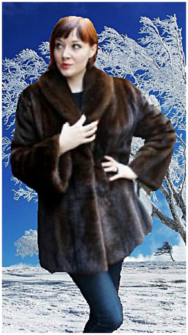 brown mink fur jacket