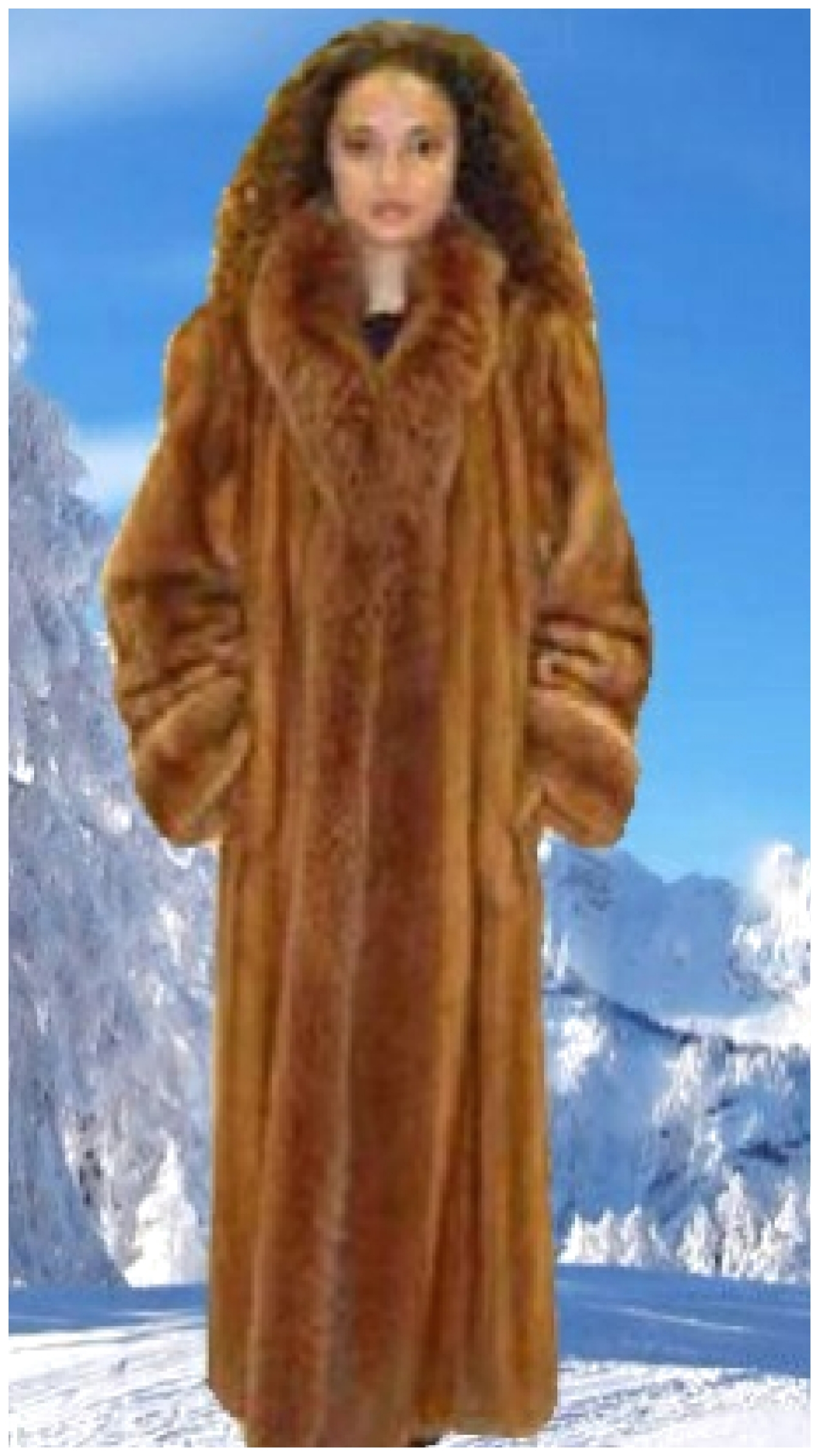 Mink fur coat with fox fur