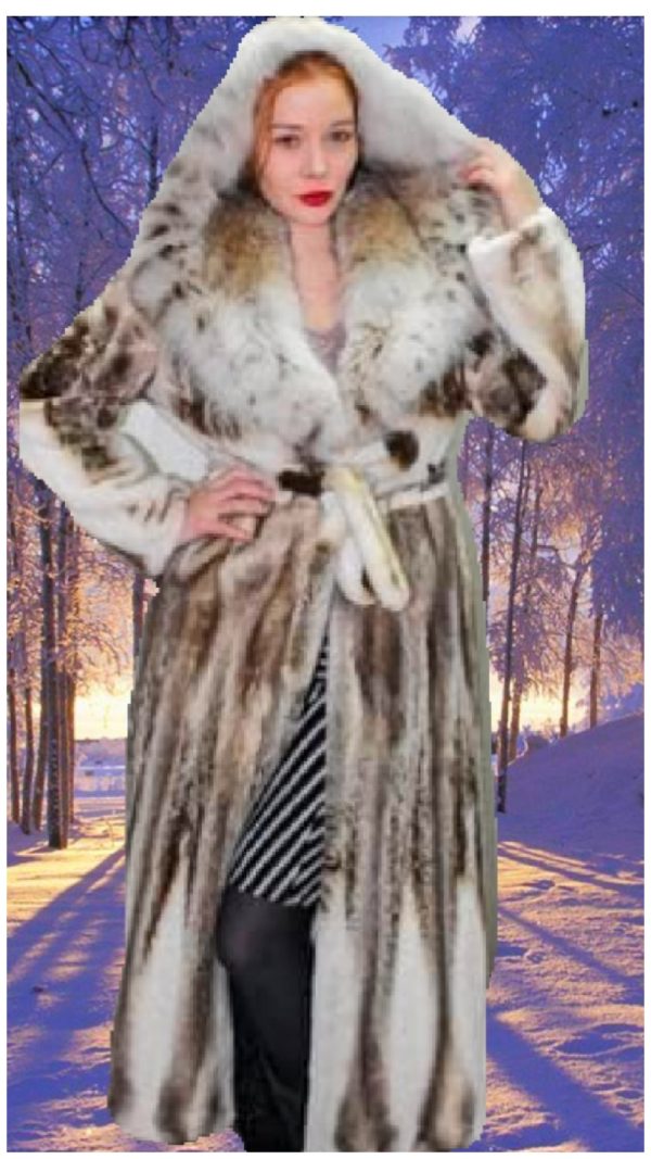 sheared mink coat with lynx collar