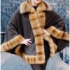 brown cashmere cape sable fur