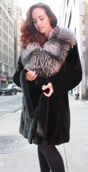 Marc Kaufman Furs Presents a ranch mink fur jacket with silver fox fur collar from Marc Kaufman Furs New York,Argentina,United Kingdom,Austria,Denmark,Norway,Australia,Finland,Saudi Arabia,Oman,Kuwait,Jordan,Egypt