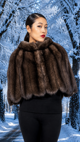 russian sable fur evening cape scalloped back