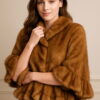 Whiskey Knit Mink Fur Caplet Ruffled Fur Border 1139