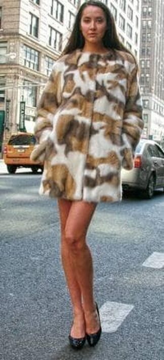Multi Colored Mink Fur Stroller Army Jacket 887776