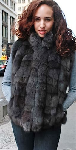 Marc Kaufman Furs Presents a gray fox fur diamond vest from Marc Kaufman Furs New York,Argentina,United Kingdom,Austria,Denmark,Norway,Australia,Finland,Saudi Arabia,Oman,Kuwait,Jordan,Egypt
