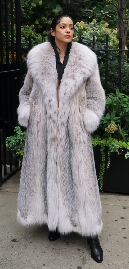 Full Length Canadian Lynx fur Coat Shawl Collar 377 – Marc Kaufman Furs