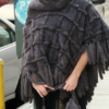 Blue Iris Knit Mink Fur Poncho Pocketbook 3437