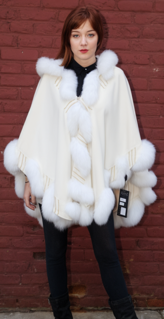 Ivory Cashmere Cape Matching Ivory Fox Border Trim Marc Kaufman Fur Store Furs NYC-6058-4f81-8368-97cc87e1ba9e