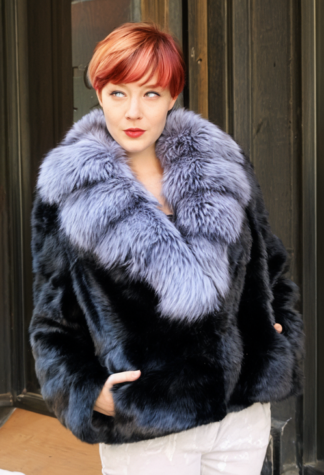 Ranch Mink Jacket Silver Fox Fur Shawl Collar-58e5-4d05-b275-0120ab9311dc