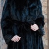 Belted Black Hooded Mink Stroller-6