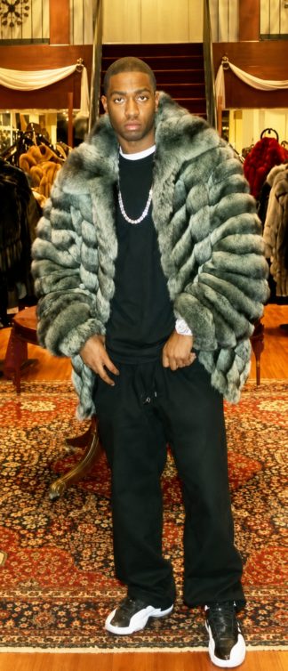 Money Green Chinchilla Jacket Mens Fur