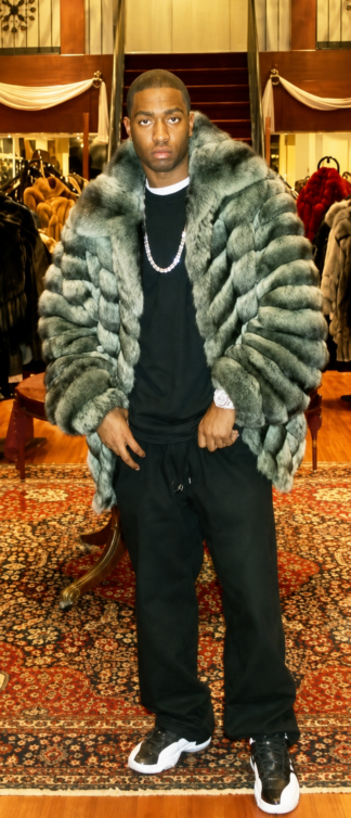 Money Green Chinchilla Jacket Mens Fur
