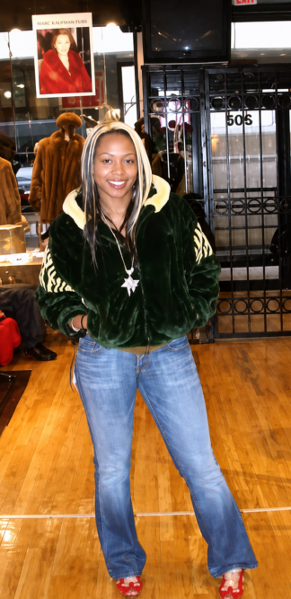 Green Mink Jacket Hooded