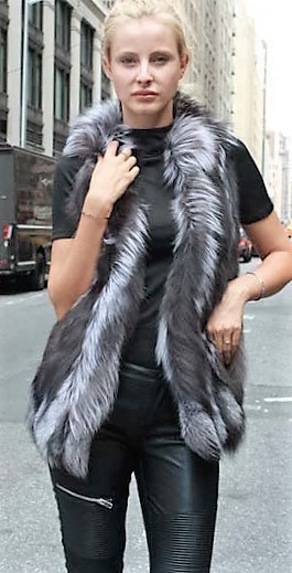 Marc Kaufman Furs Presents a silver fox fur section vest from Marc Kaufman Furs New York,Argentina,United Kingdom,Austria,Denmark,Norway,Australia,Finland,Saudi Arabia,Oman,Kuwait,Jordan,Egypt