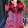 Dyed Red Silver Fox Fur Vest 6678