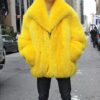 men's fox bomber fur jacket yellow
