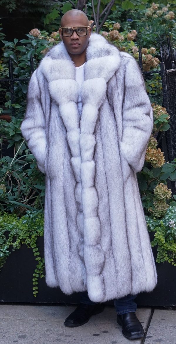 Men's Blue Fox Coat Full Length