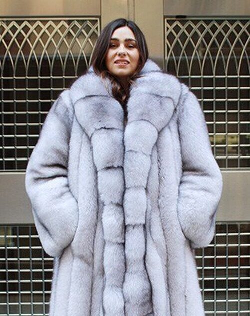 magnificent full length plus size blue fox fur coat 67580