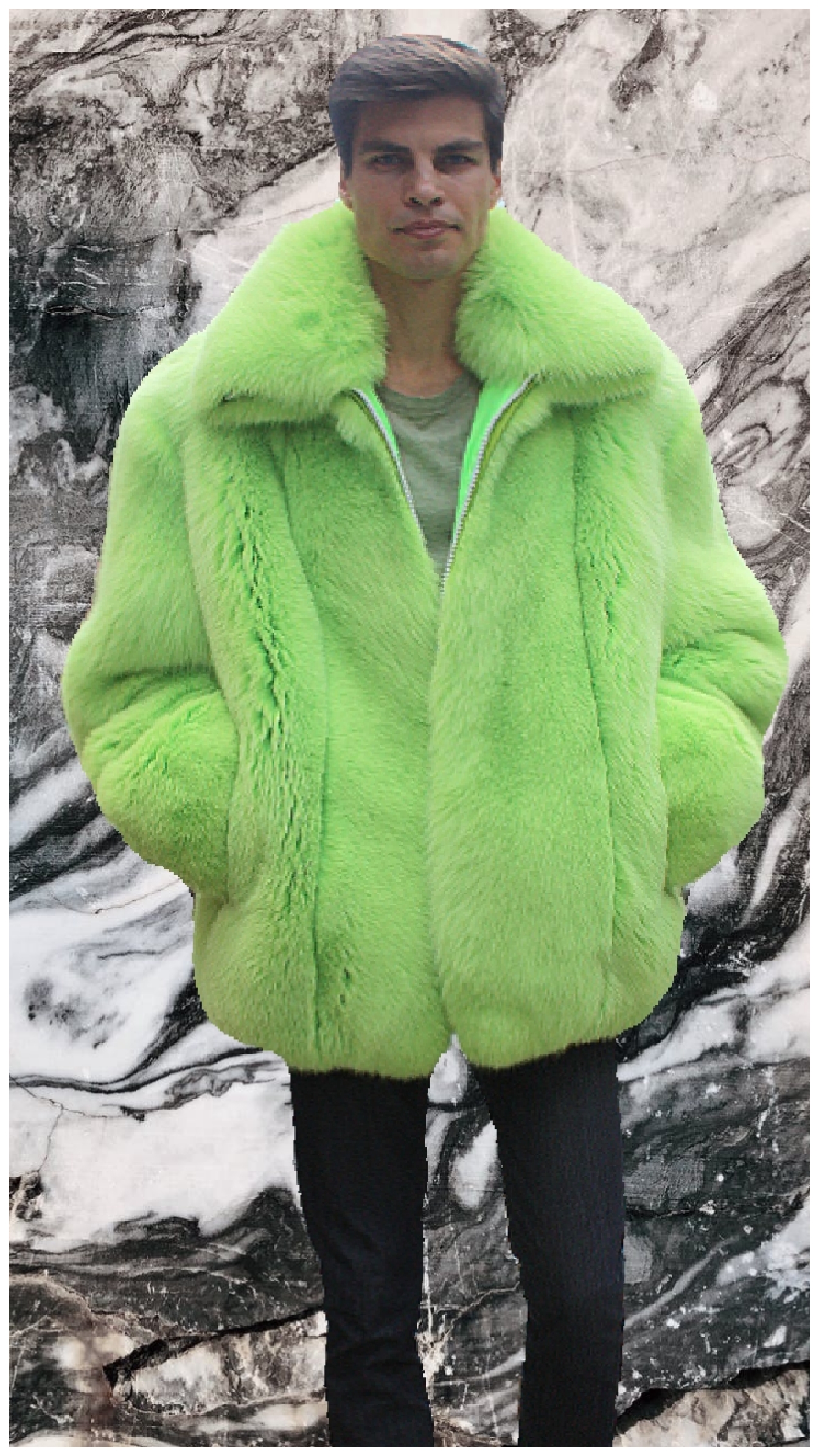 Yellow Top quality Real mens Fox Fur jacket with collar,full  skin,customizable | eBay
