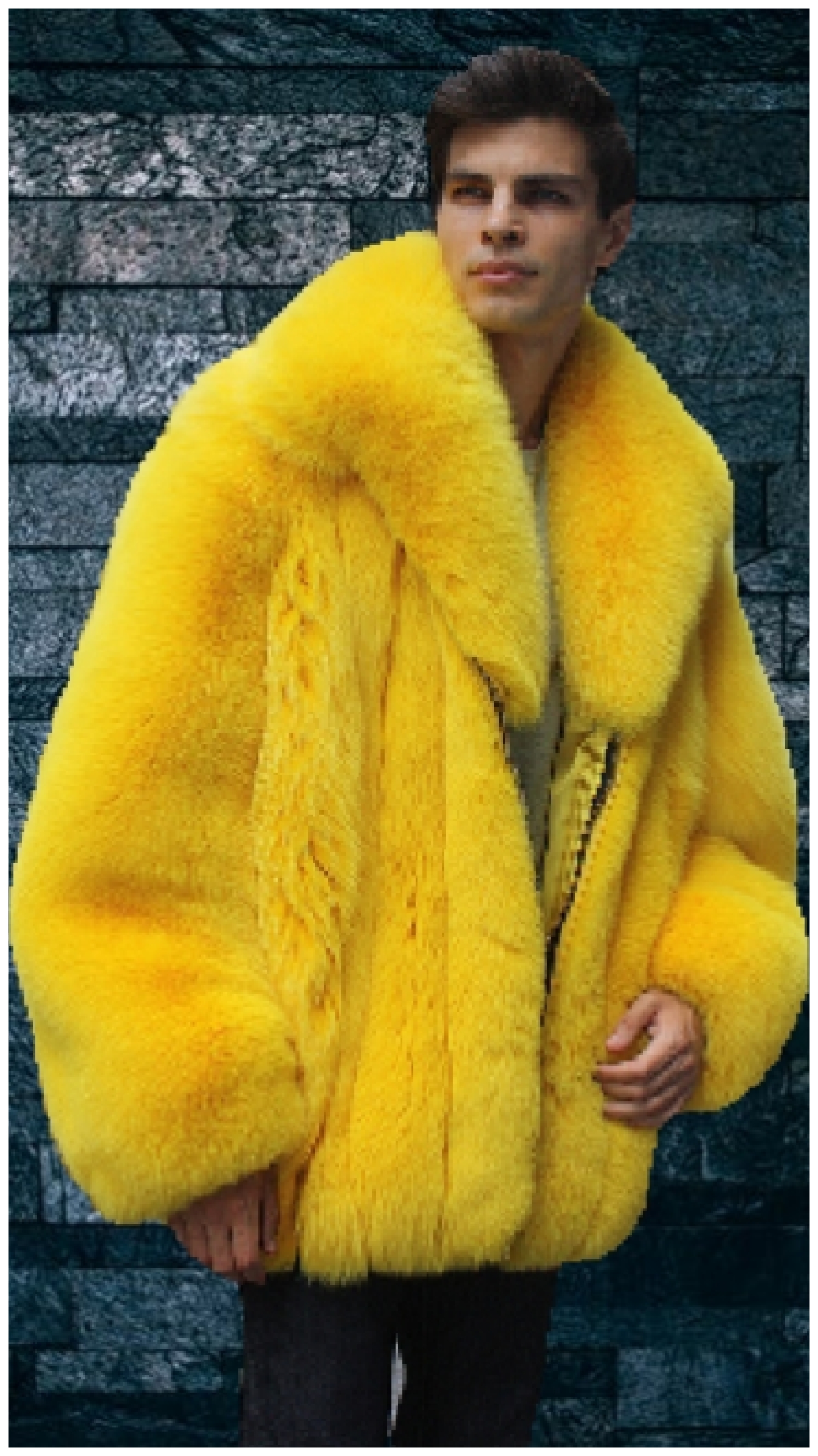 Men’s Fox Bomber Fur Jacket Yellow 67854