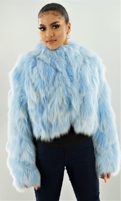 Powder Blue Fox Fur Jacket