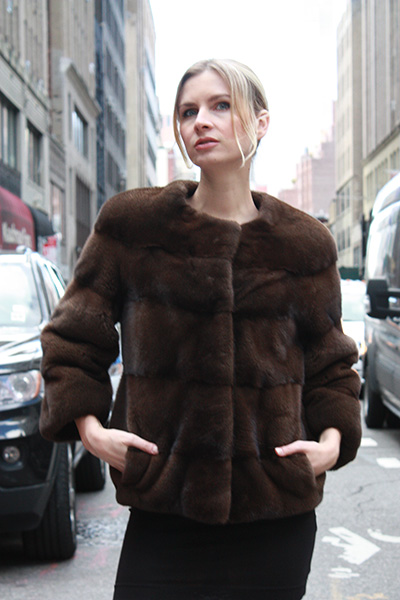 Demi Mink Horizontal Fur Coat