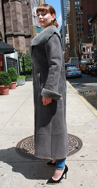 Grey Shearling Fur Coat