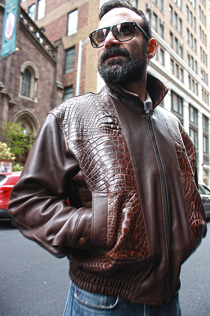 Brown Leather Jacket with Gator Fronts