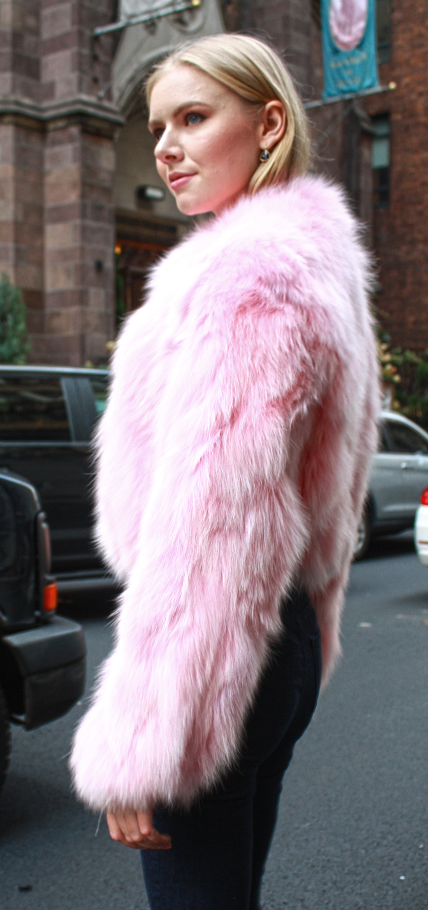 Light Pink Fox Fur Jacket