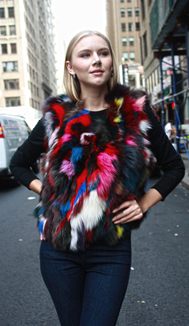 Multi Colored Fox Fur Vest