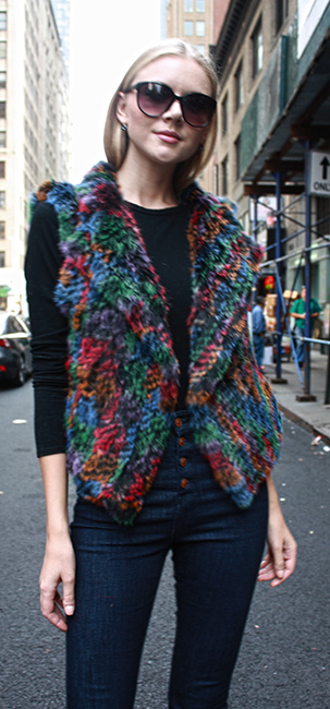 Multi Colored Rabbit Fur Vest