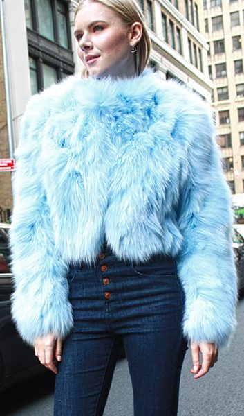 Powder Blue Fox Fur Jacket | MARC KAUFMAN FURS